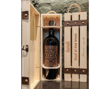 Set quà tặng hộp gỗ 1 chai vang Ý  Zeros
