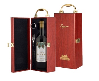 Hộp đựng 1 chai rượu bằng gỗ màu nâu cam 