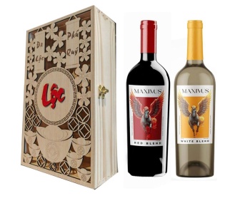 Set Quà Tặng Hộp Gỗ 2 Chai Vang Úc Maximus