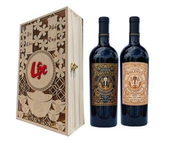Set Quà Tặng Hộp Gỗ 2 Chai Vang  Ý Tolucci