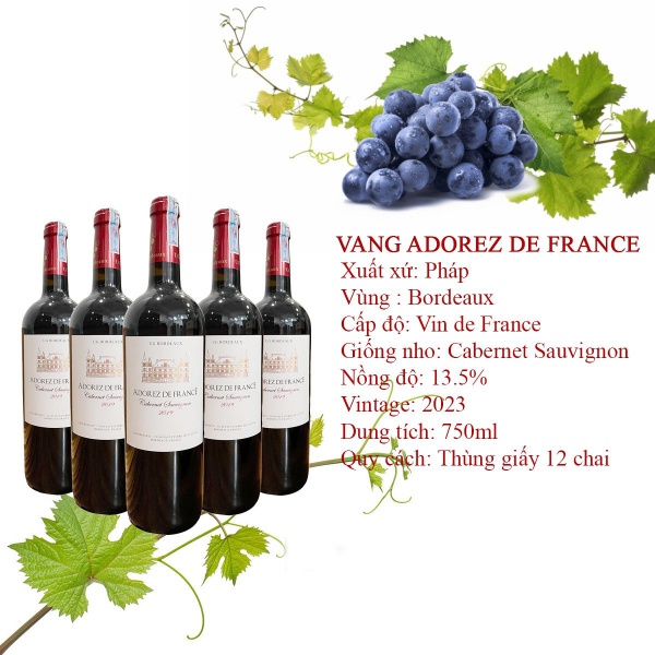 Rượu vang ADOREZ DE FRANCE CABERNET SAUVIGNON