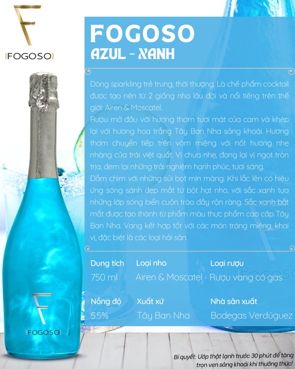 Sparkling FOGOSO AZUL (5.5%) - (750ml) Bodegas Verduguez