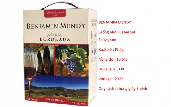 Rượu vang bịch Pháp Benjamin Mendy