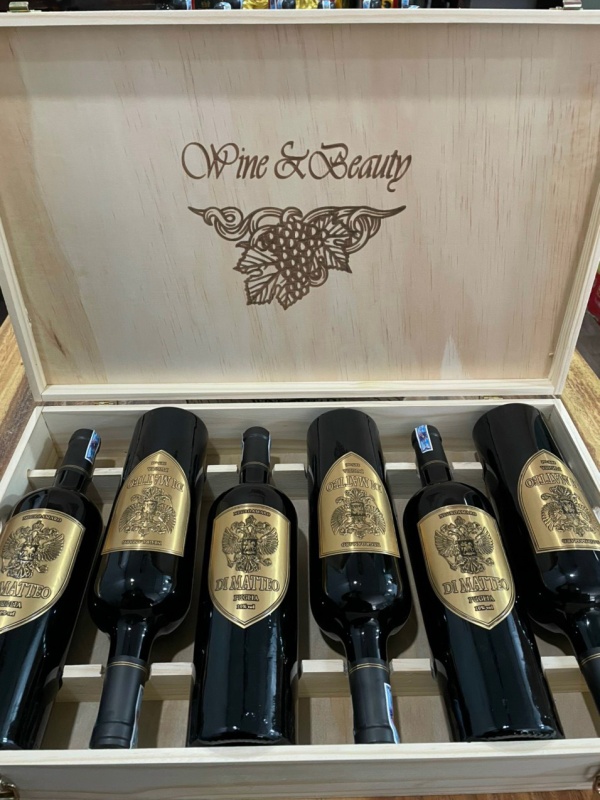 Set Quà Tặng  Hộp Gỗ 6 Chai Vang Ý Di Matteo